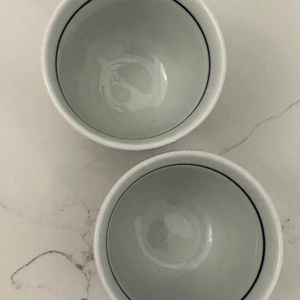 Pier 1 Imports Akina sake or tea cups Black And White Floral Cups Set Of 2